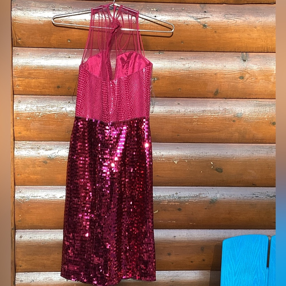 Fuschia Sexy Sequined Dress Opulence England Sz 4